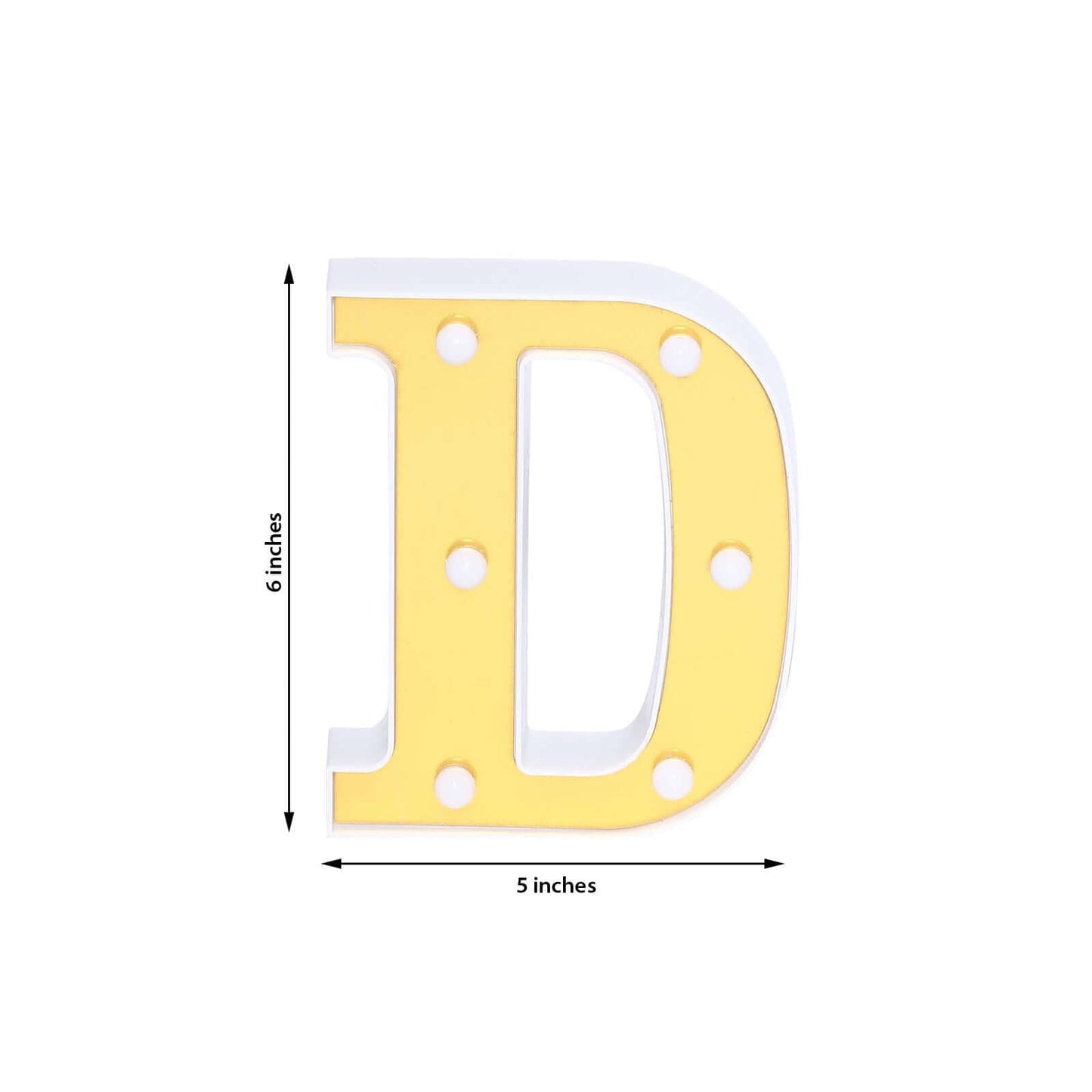 3D Marquee Letter "D" Warm White 6 LED Lights Gold - Chic Light - Up Decor for Events 6" - Linen Luxes