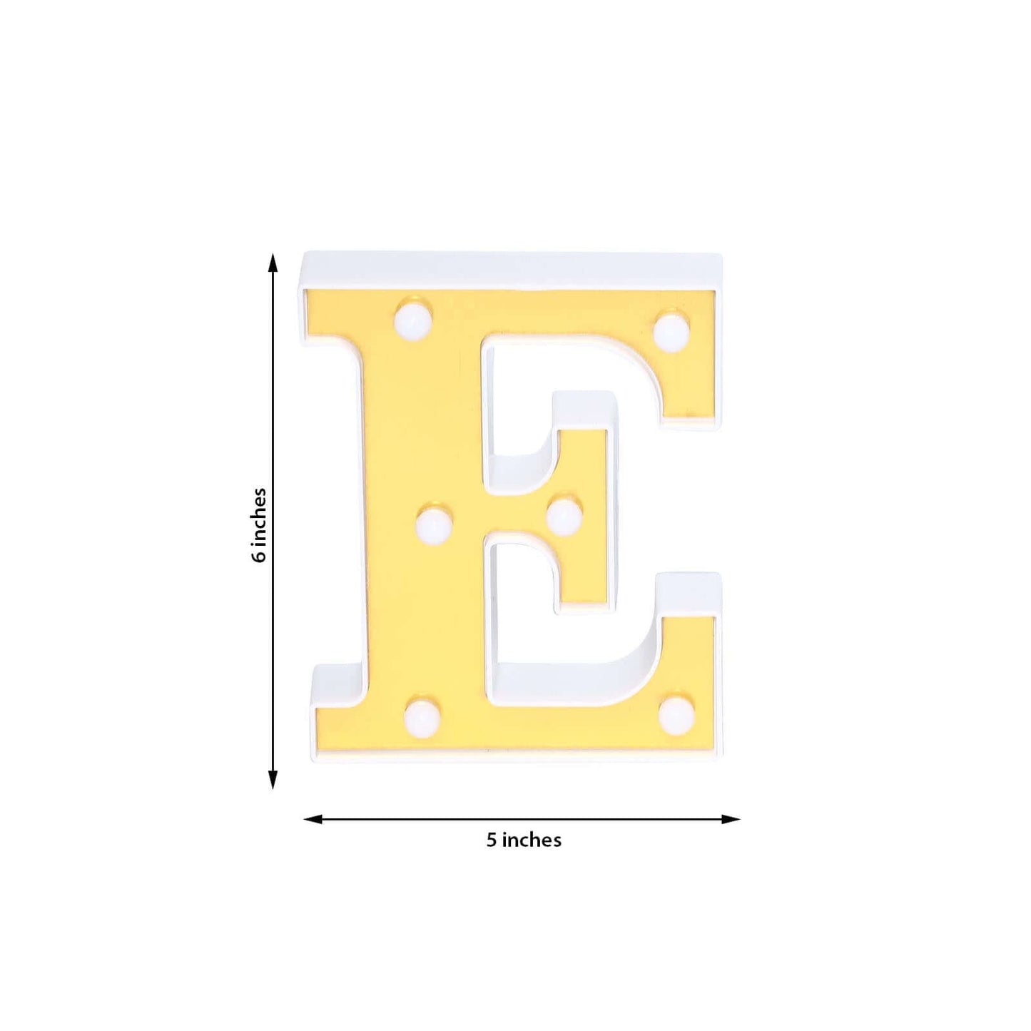 3D Marquee Letter "E" Warm White 6 LED Lights Gold - Chic Light - Up Decor for Events 6" - Linen Luxes