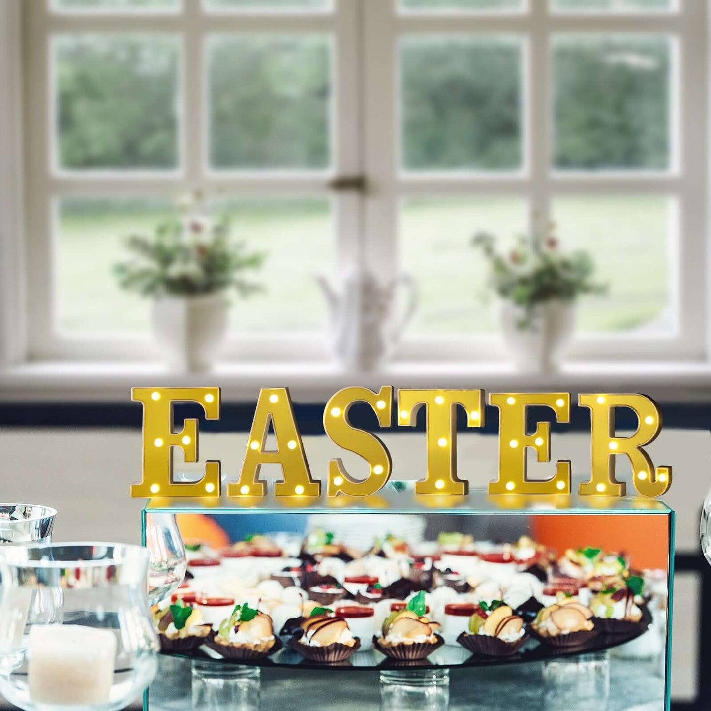 3D Marquee Letter "E" Warm White 6 LED Lights Gold - Chic Light - Up Decor for Events 6" - Linen Luxes