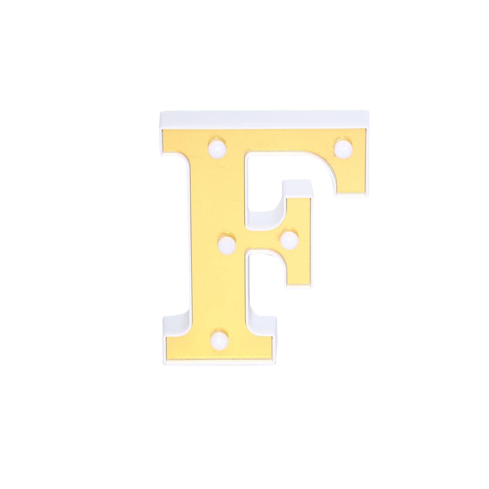 3D Marquee Letter "F" Warm White 5 LED Lights Gold - Chic Light - Up Decor for Events 6" - Linen Luxes