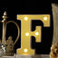 3D Marquee Letter "F" Warm White 5 LED Lights Gold - Chic Light - Up Decor for Events 6" - Linen Luxes