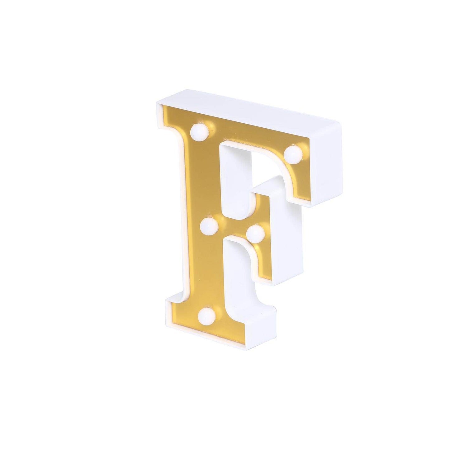 3D Marquee Letter "F" Warm White 5 LED Lights Gold - Chic Light - Up Decor for Events 6" - Linen Luxes
