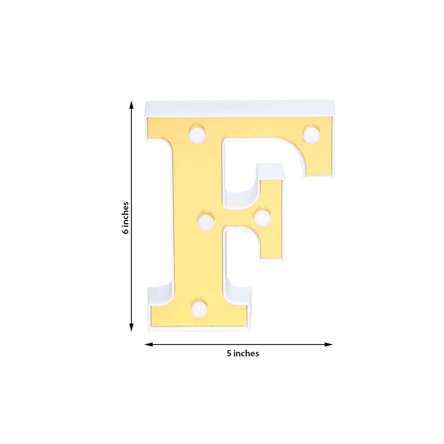 3D Marquee Letter "F" Warm White 5 LED Lights Gold - Chic Light - Up Decor for Events 6" - Linen Luxes