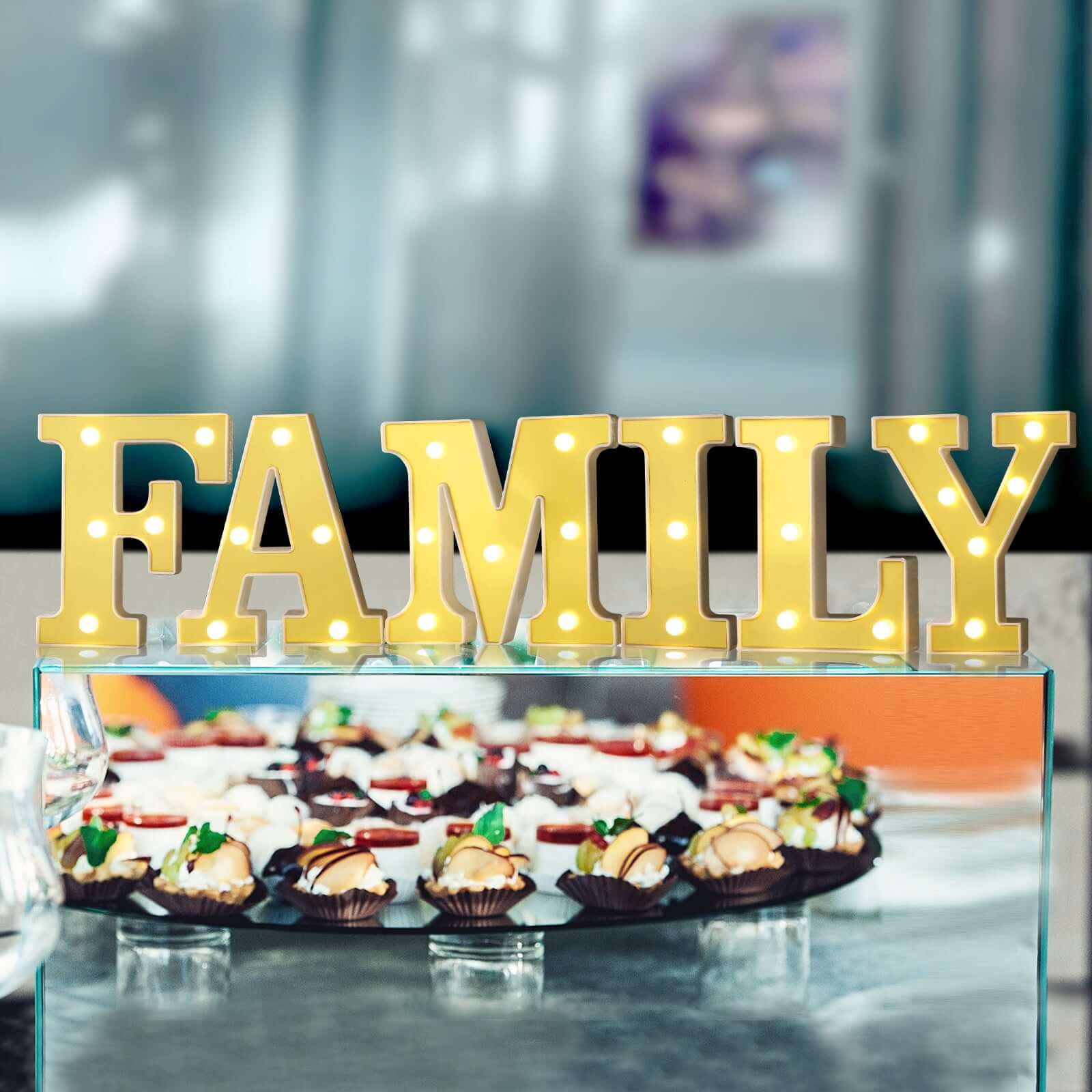 3D Marquee Letter "F" Warm White 5 LED Lights Gold - Chic Light - Up Decor for Events 6" - Linen Luxes