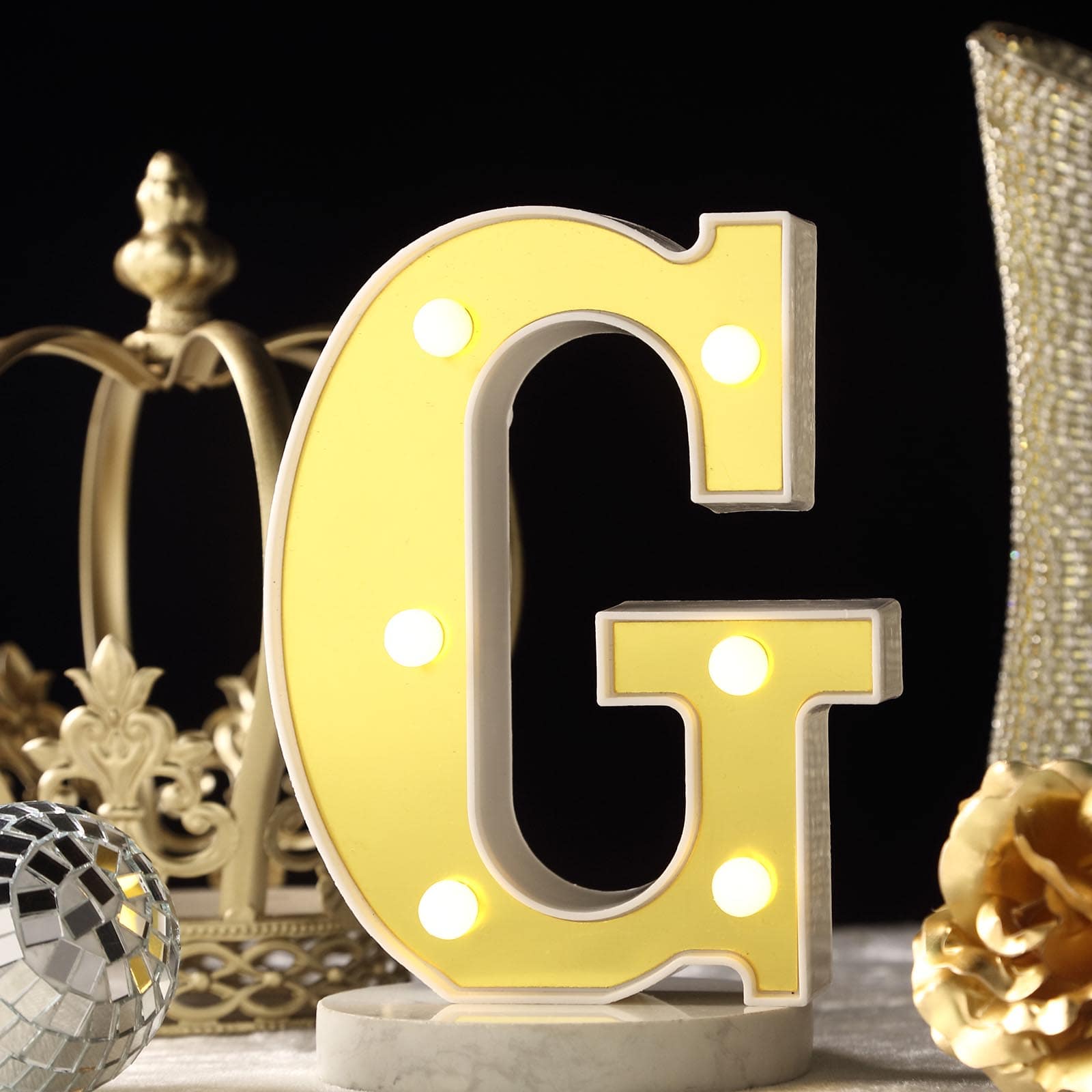 3D Marquee Letter "G" Warm White 6 LED Lights Gold - Chic Light - Up Decor for Events 6" - Linen Luxes