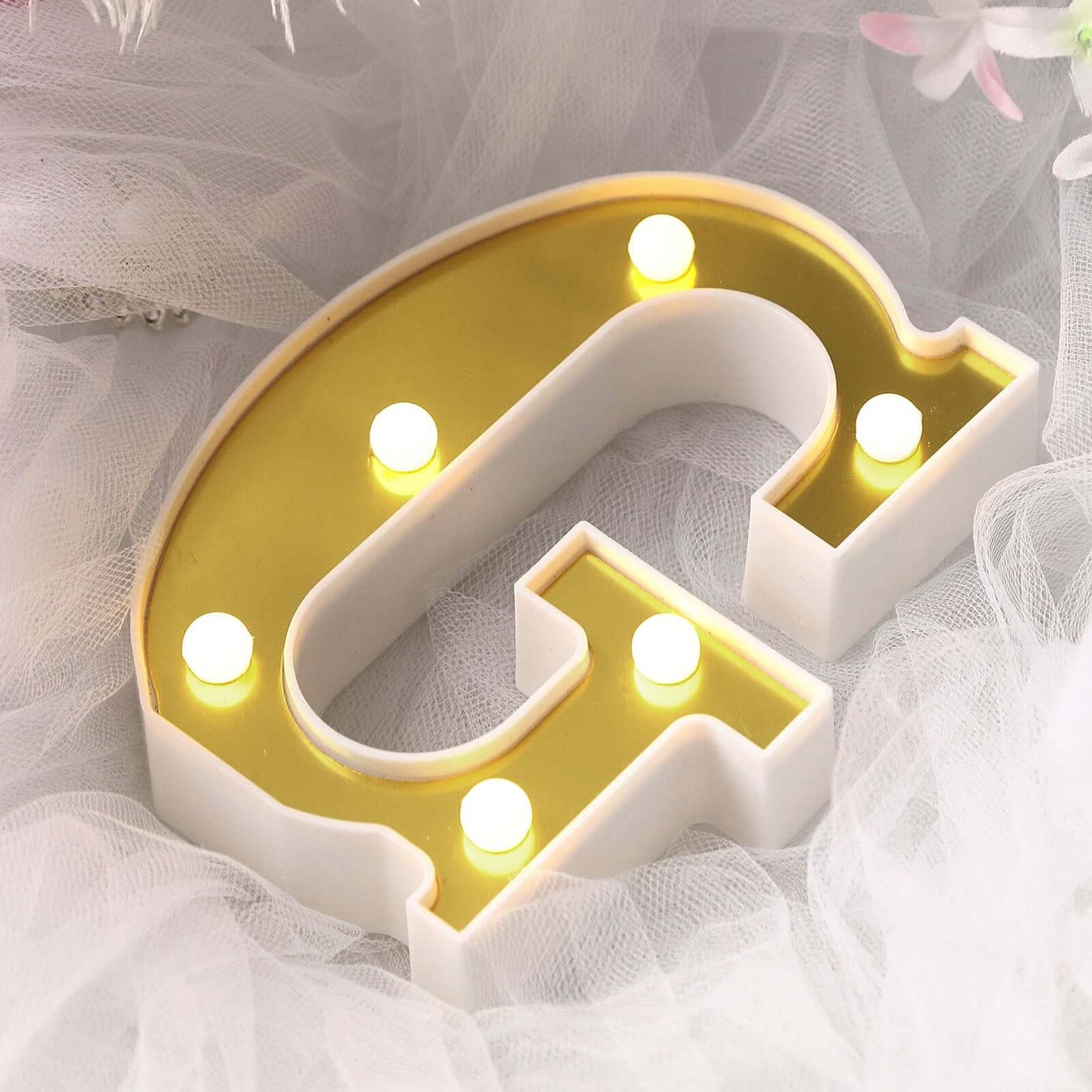 3D Marquee Letter "G" Warm White 6 LED Lights Gold - Chic Light - Up Decor for Events 6" - Linen Luxes