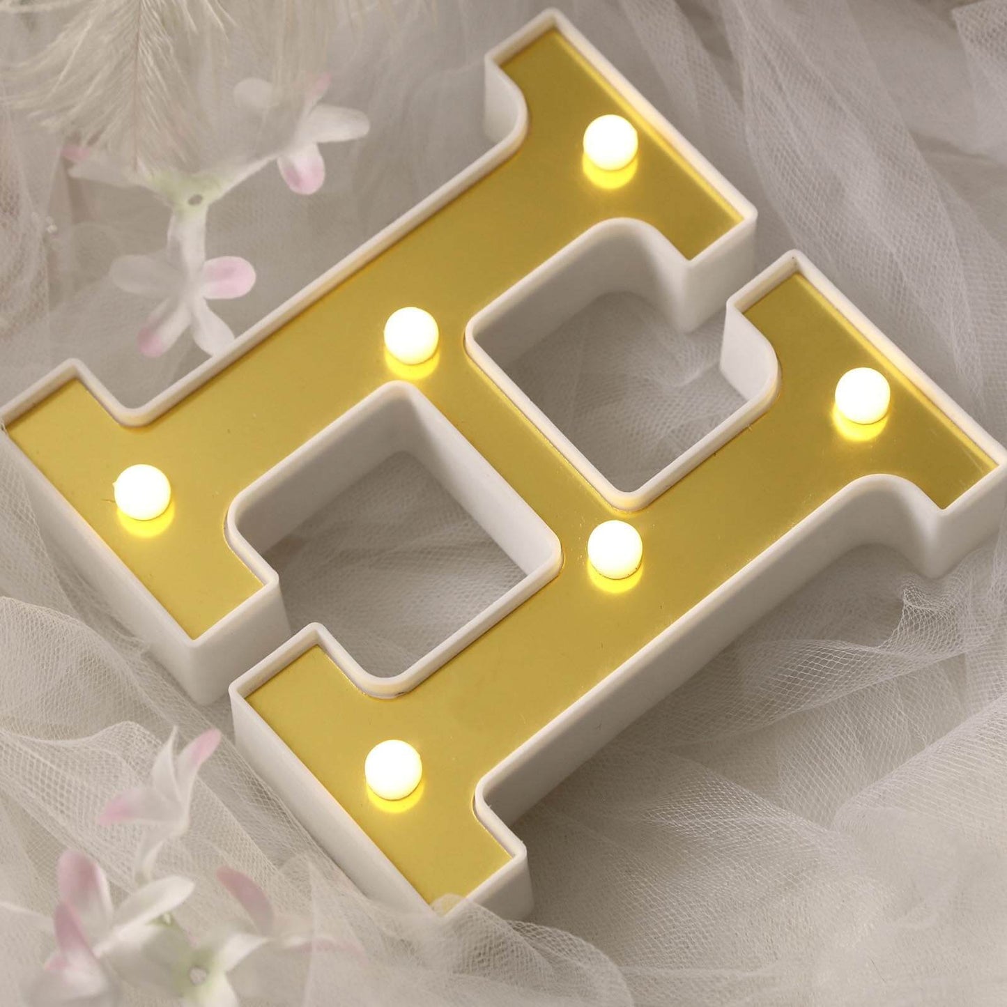 3D Marquee Letter "H" Warm White 6 LED Lights Gold - Chic Light - Up Decor for Events 6" - Linen Luxes