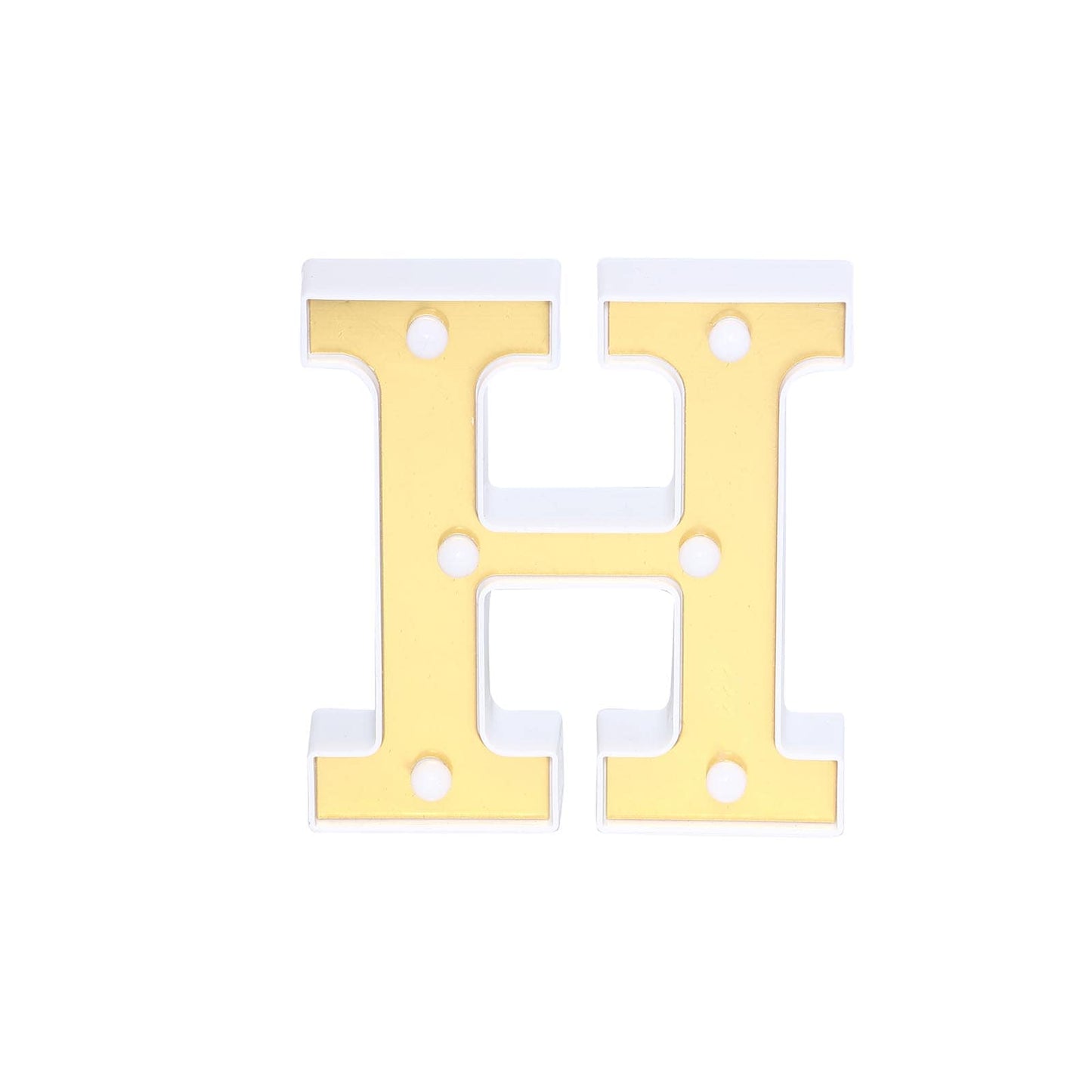 3D Marquee Letter "H" Warm White 6 LED Lights Gold - Chic Light - Up Decor for Events 6" - Linen Luxes