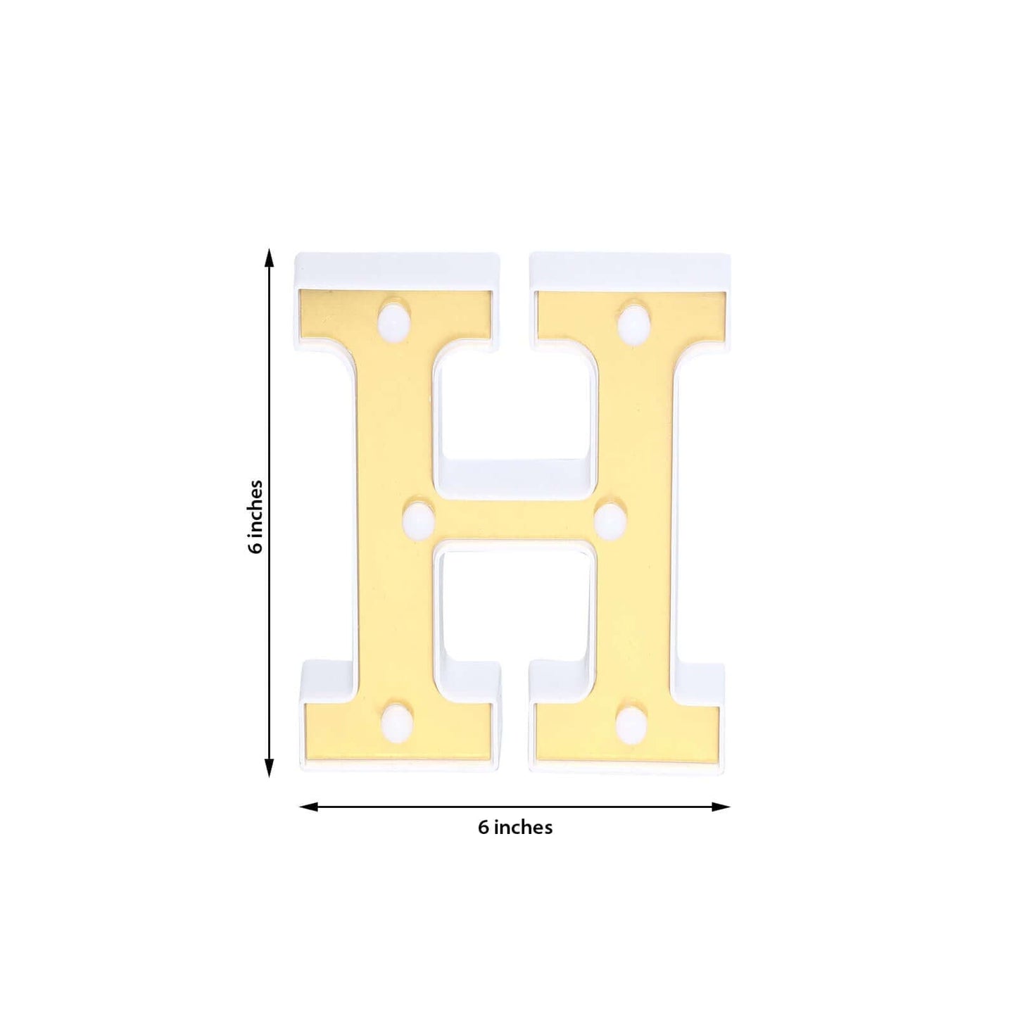 3D Marquee Letter "H" Warm White 6 LED Lights Gold - Chic Light - Up Decor for Events 6" - Linen Luxes