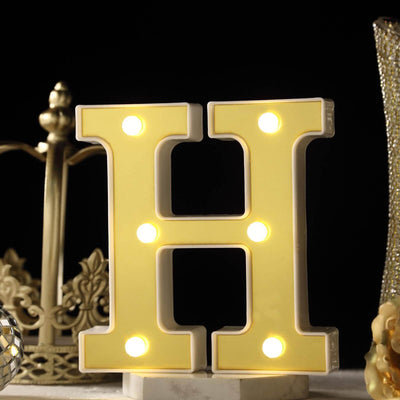 3D Marquee Letter "H" Warm White 6 LED Lights Gold - Chic Light - Up Decor for Events 6" - Linen Luxes