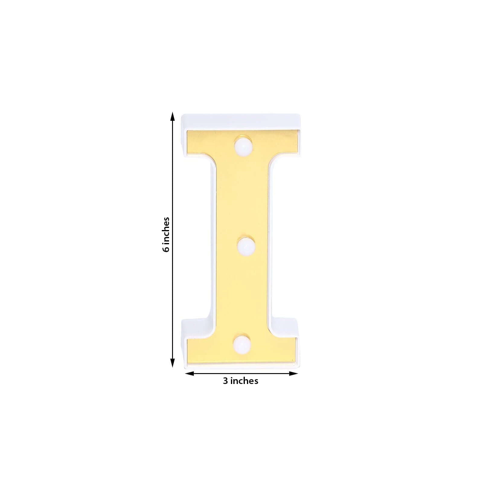 3D Marquee Letter "I" Warm White 3 LED Lights Gold - Chic Light - Up Decor for Events 6" - Linen Luxes