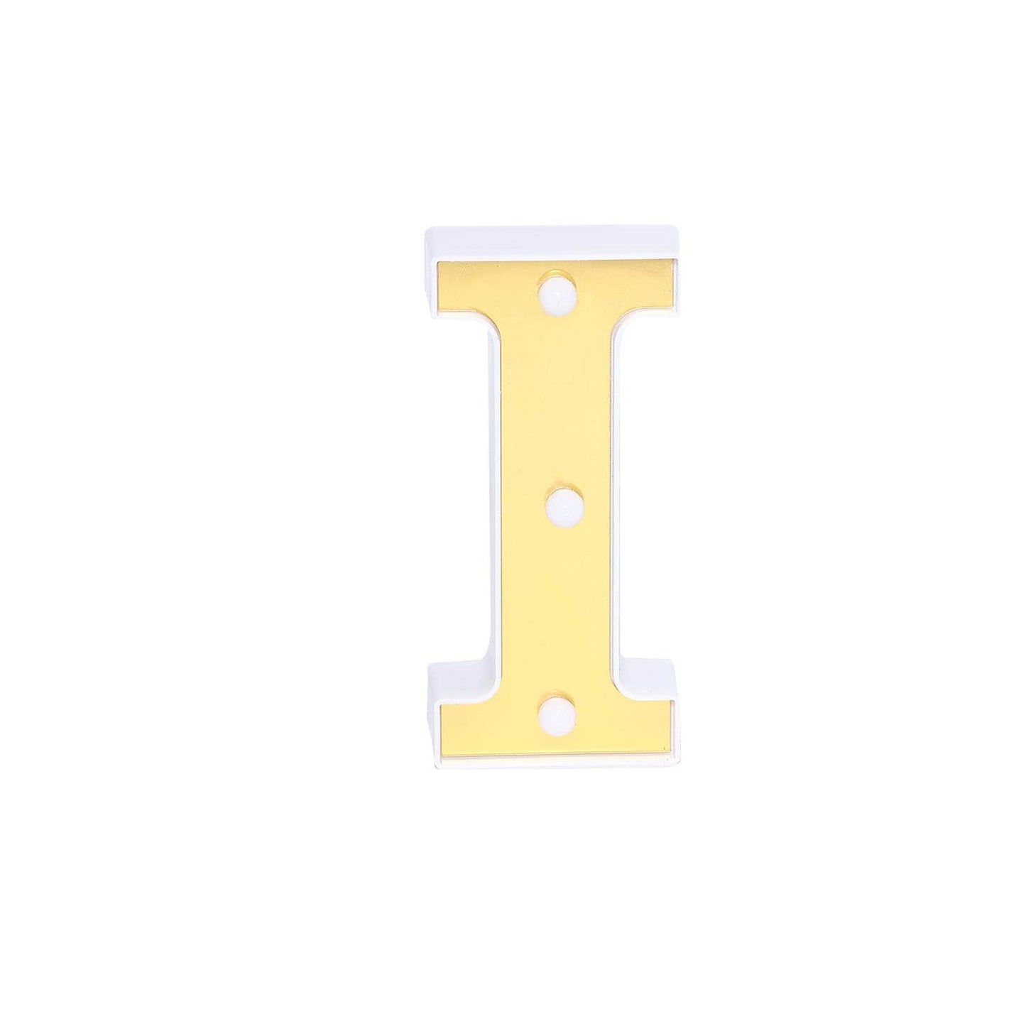3D Marquee Letter "I" Warm White 3 LED Lights Gold - Chic Light - Up Decor for Events 6" - Linen Luxes
