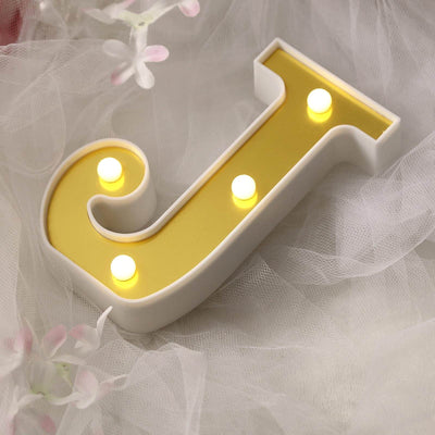 3D Marquee Letter "J" Warm White 4 LED Lights Gold - Chic Light - Up Decor for Events 6" - Linen Luxes