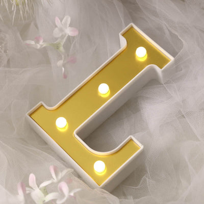 3D Marquee Letter "L" Warm White 4 LED Lights Gold - Chic Light - Up Decor for Events 6" - Linen Luxes