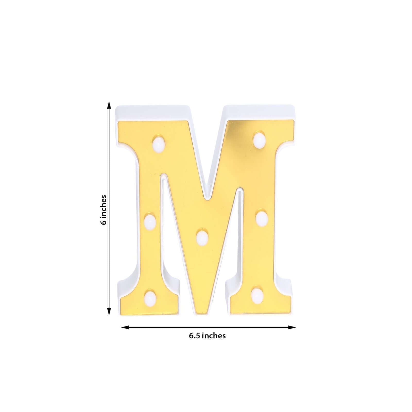 3D Marquee Letter "M" Warm White 7 LED Lights Gold - Chic Light - Up Decor for Events 6" - Linen Luxes