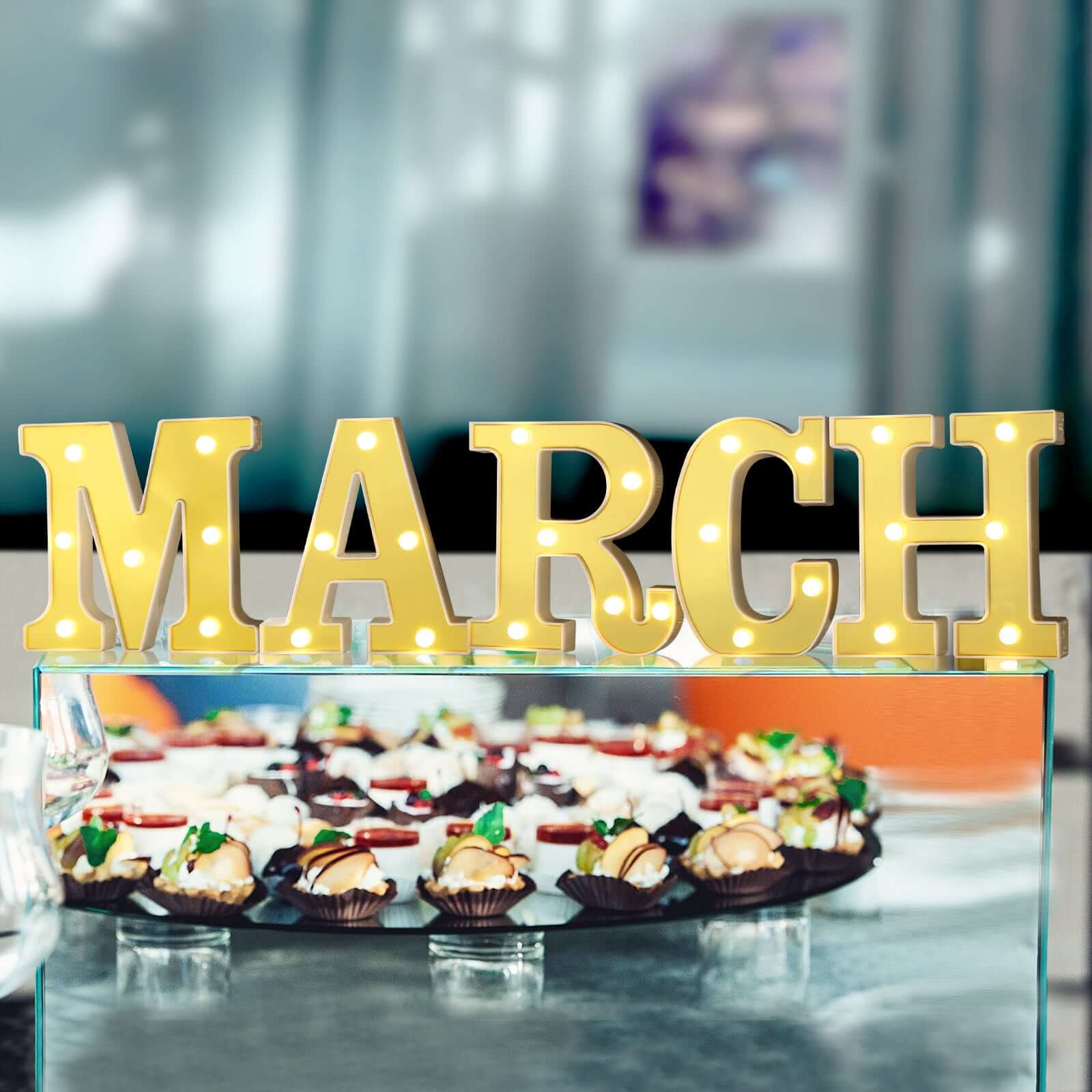 3D Marquee Letter "M" Warm White 7 LED Lights Gold - Chic Light - Up Decor for Events 6" - Linen Luxes