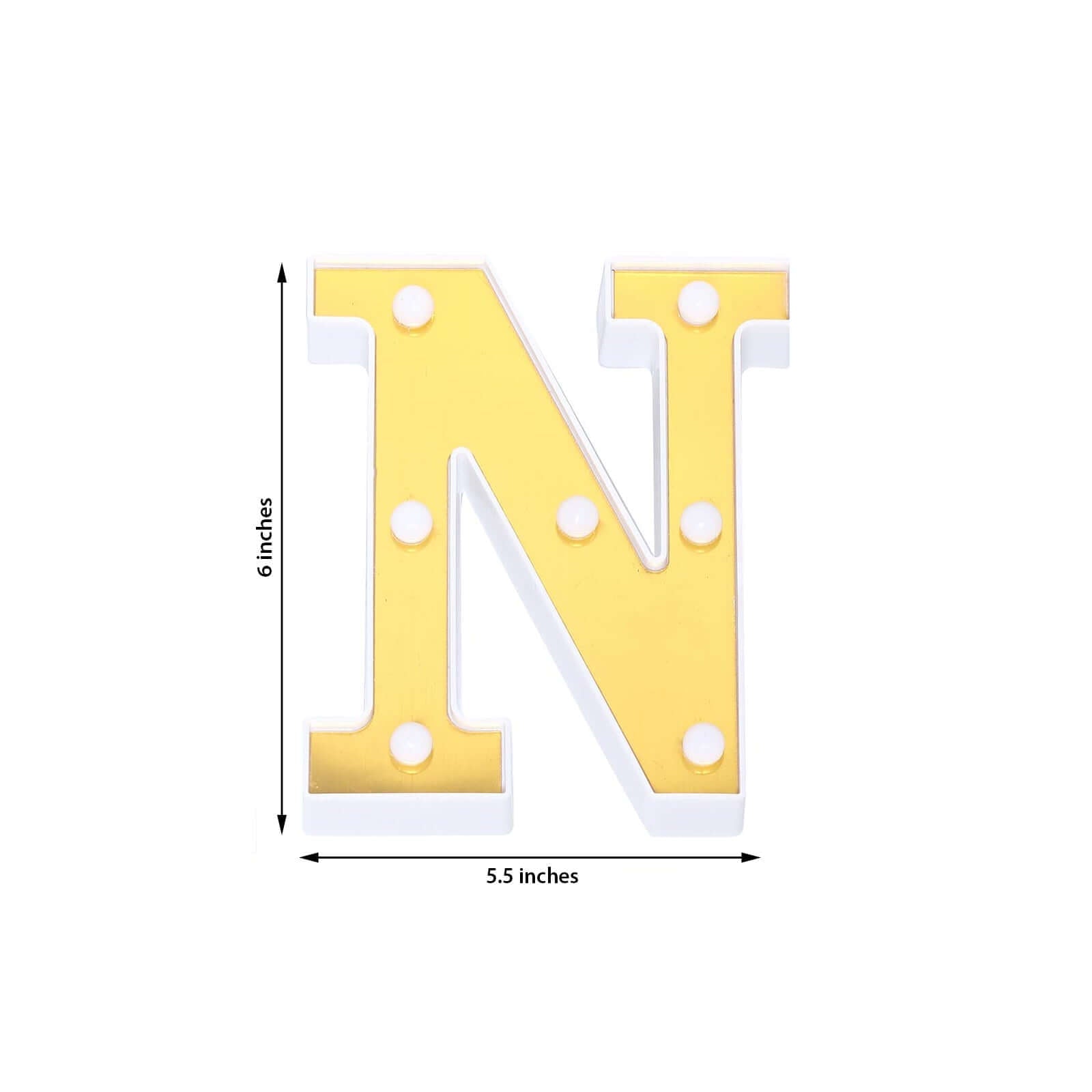 3D Marquee Letter "N" Warm White 7 LED Lights Gold - Chic Light - Up Decor for Events 6" - Linen Luxes
