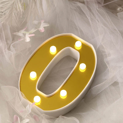 3D Marquee Letter "O" Warm White 6 LED Lights Gold - Chic Light - Up Decor for Events 6" - Linen Luxes