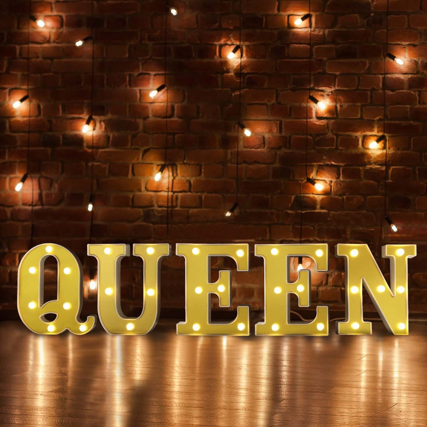 3D Marquee Letter "Q" Warm White 7 LED Lights Gold - Chic Light - Up Decor for Events 6" - Linen Luxes