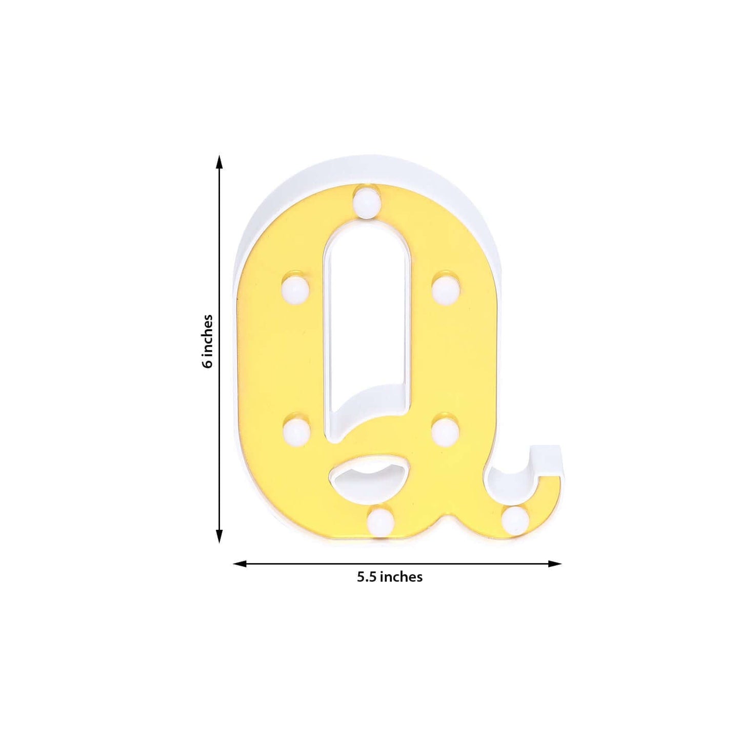 3D Marquee Letter "Q" Warm White 7 LED Lights Gold - Chic Light - Up Decor for Events 6" - Linen Luxes