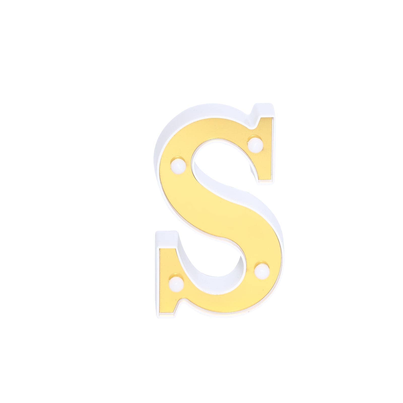 3D Marquee Letter "S" Warm White 4 LED Lights Gold - Chic Light - Up Decor for Events 6" - Linen Luxes