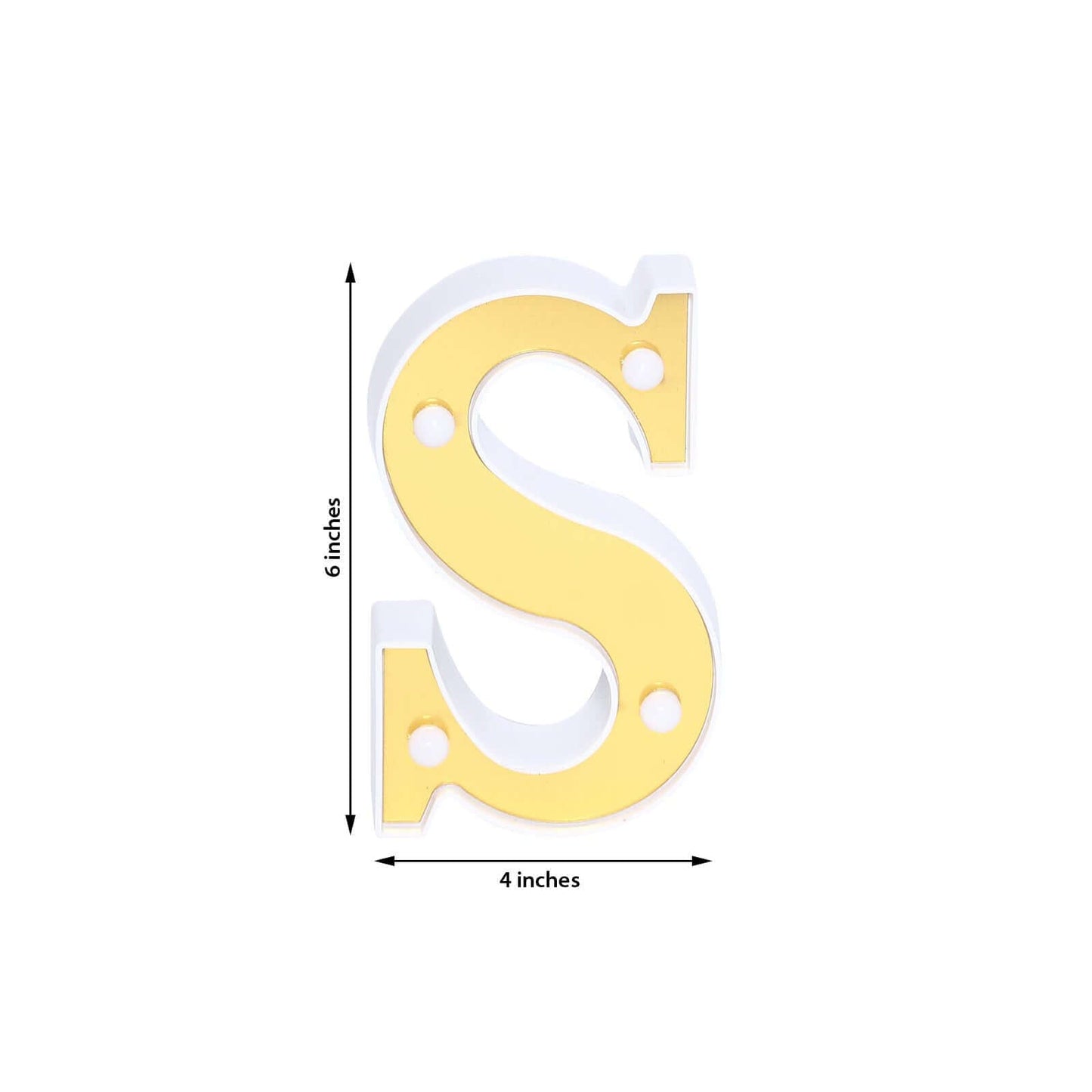 3D Marquee Letter "S" Warm White 4 LED Lights Gold - Chic Light - Up Decor for Events 6" - Linen Luxes