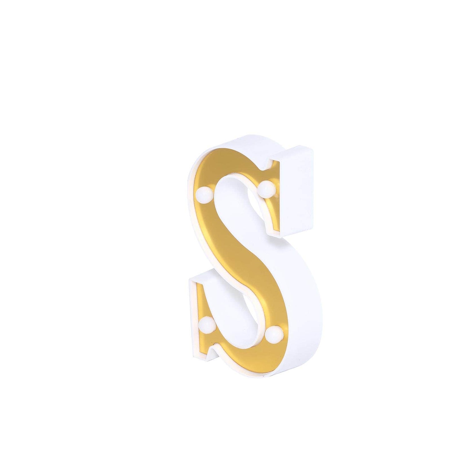 3D Marquee Letter "S" Warm White 4 LED Lights Gold - Chic Light - Up Decor for Events 6" - Linen Luxes