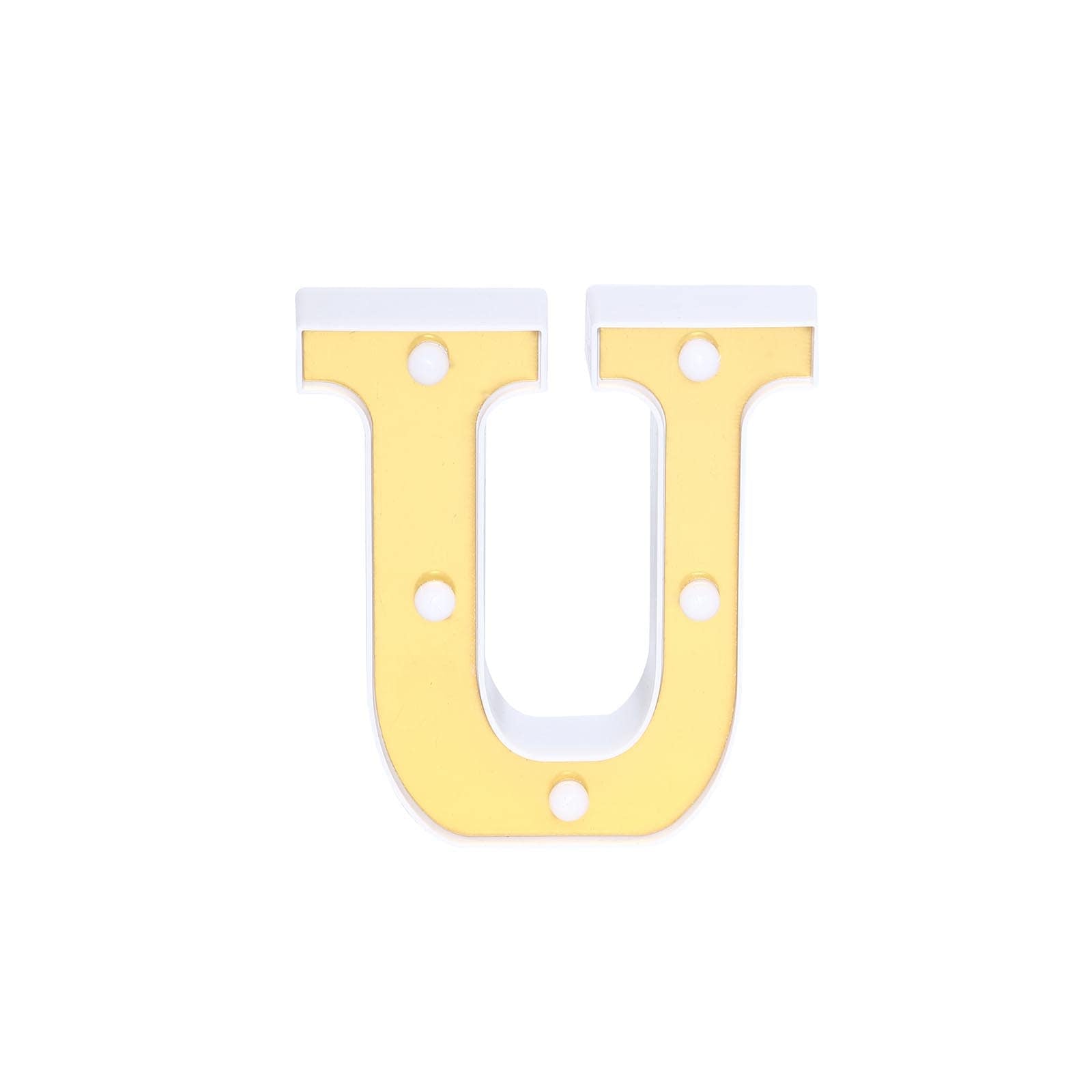 3D Marquee Letter "U" Warm White 5 LED Lights Gold - Chic Light - Up Decor for Events 6" - Linen Luxes
