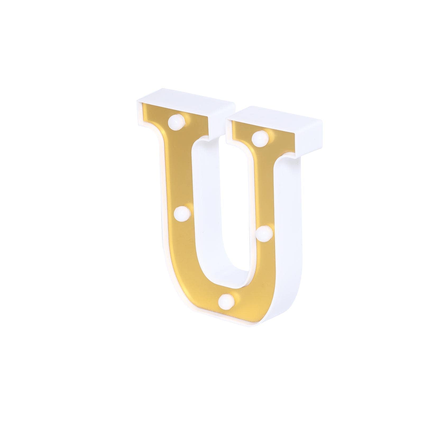 3D Marquee Letter "U" Warm White 5 LED Lights Gold - Chic Light - Up Decor for Events 6" - Linen Luxes