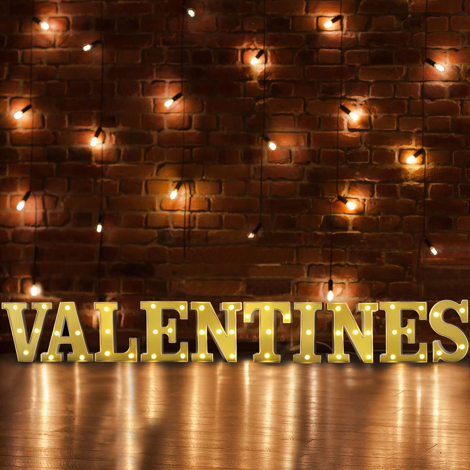 3D Marquee Letter "V" Warm White 5 LED Lights Gold - Chic Light - Up Decor for Events 6" - Linen Luxes