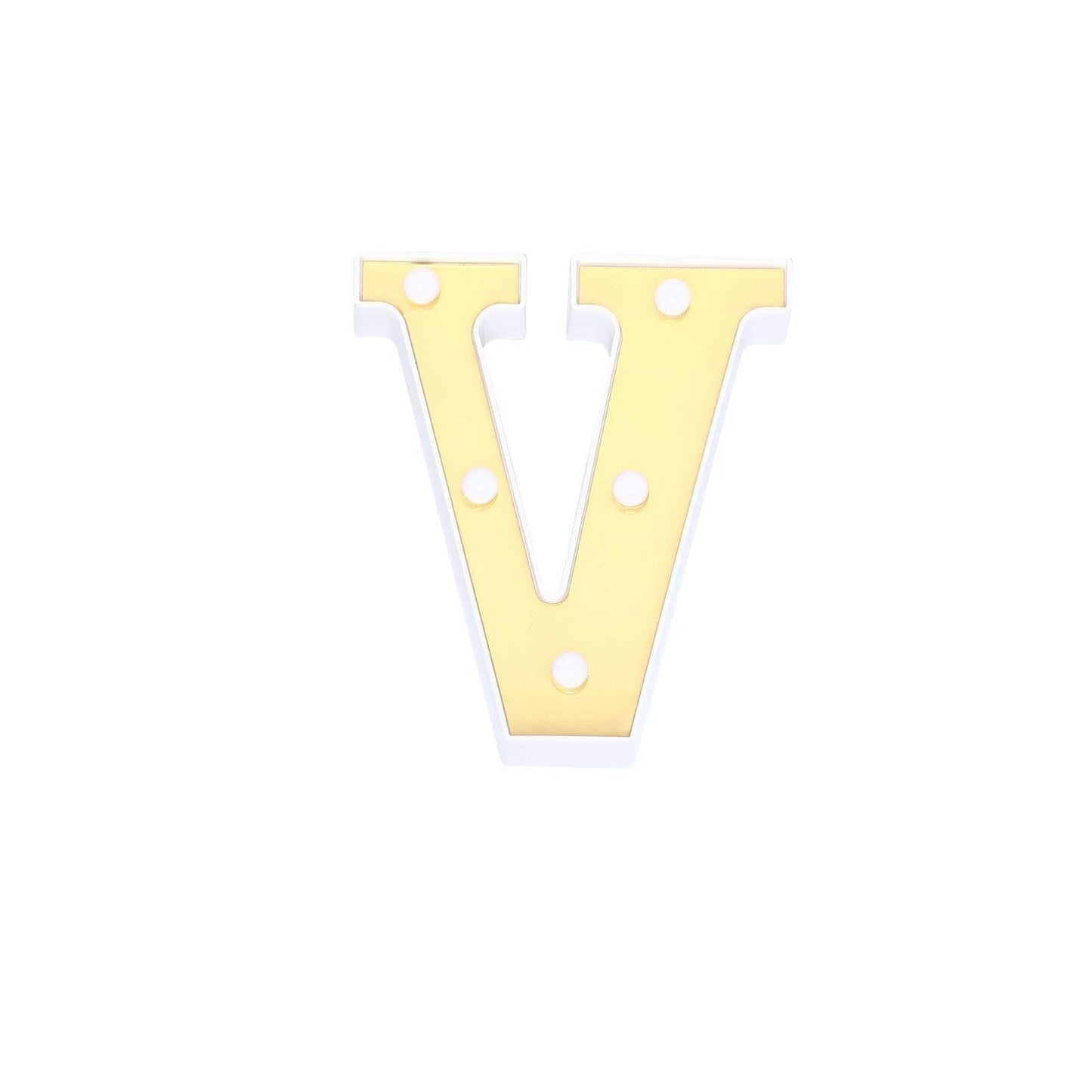 3D Marquee Letter "V" Warm White 5 LED Lights Gold - Chic Light - Up Decor for Events 6" - Linen Luxes