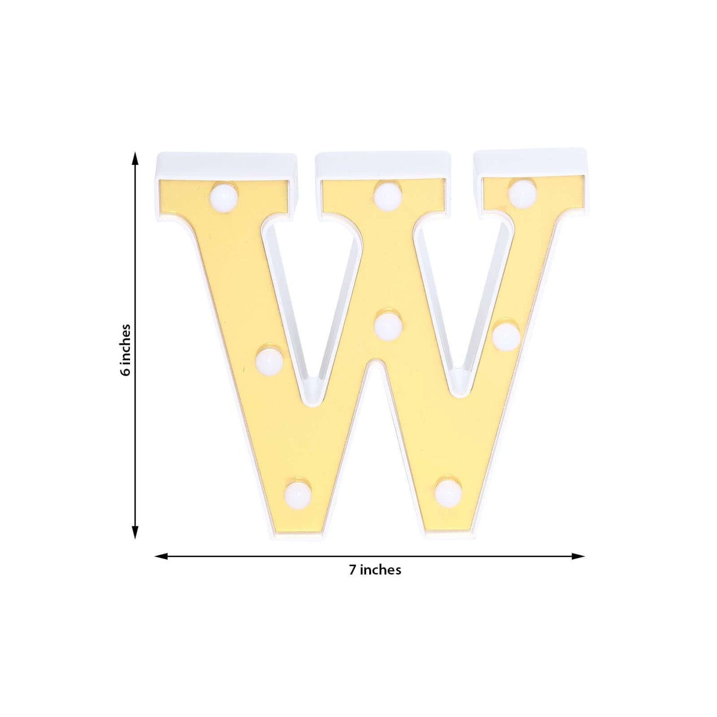 3D Marquee Letter "W" Warm White 8 LED Lights Gold - Chic Light - Up Decor for Events 6" - Linen Luxes