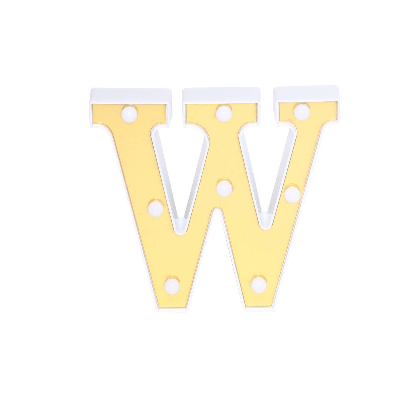3D Marquee Letter "W" Warm White 8 LED Lights Gold - Chic Light - Up Decor for Events 6" - Linen Luxes