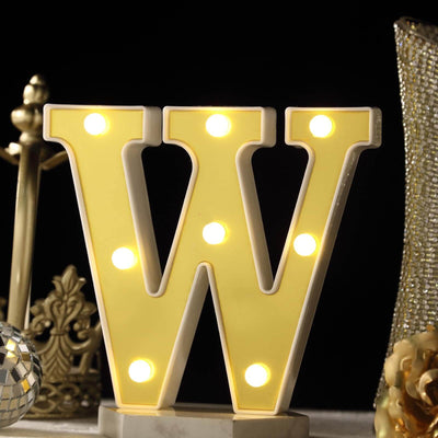 3D Marquee Letter "W" Warm White 8 LED Lights Gold - Chic Light - Up Decor for Events 6" - Linen Luxes