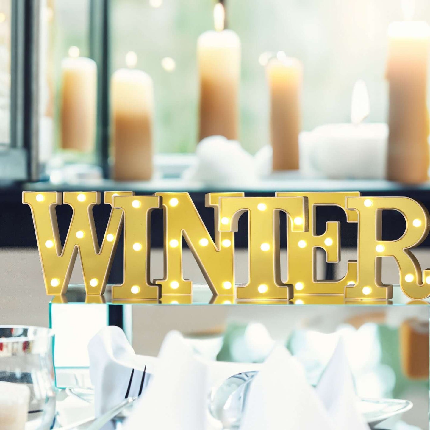 3D Marquee Letter "W" Warm White 8 LED Lights Gold - Chic Light - Up Decor for Events 6" - Linen Luxes