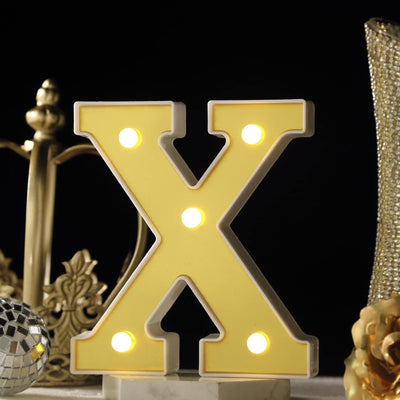 3D Marquee Letter "X" Warm White 5 LED Lights Gold - Chic Light - Up Decor for Events 6" - Linen Luxes