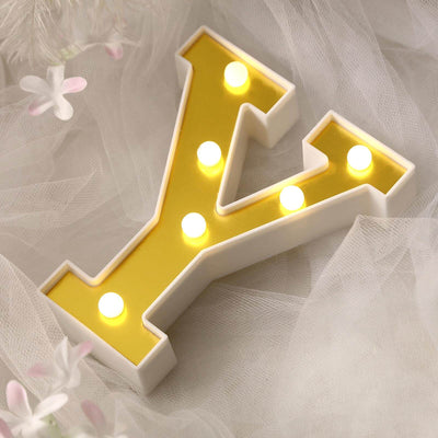3D Marquee Letter "Y" Warm White 6 LED Lights Gold - Chic Light - Up Decor for Events 6" - Linen Luxes