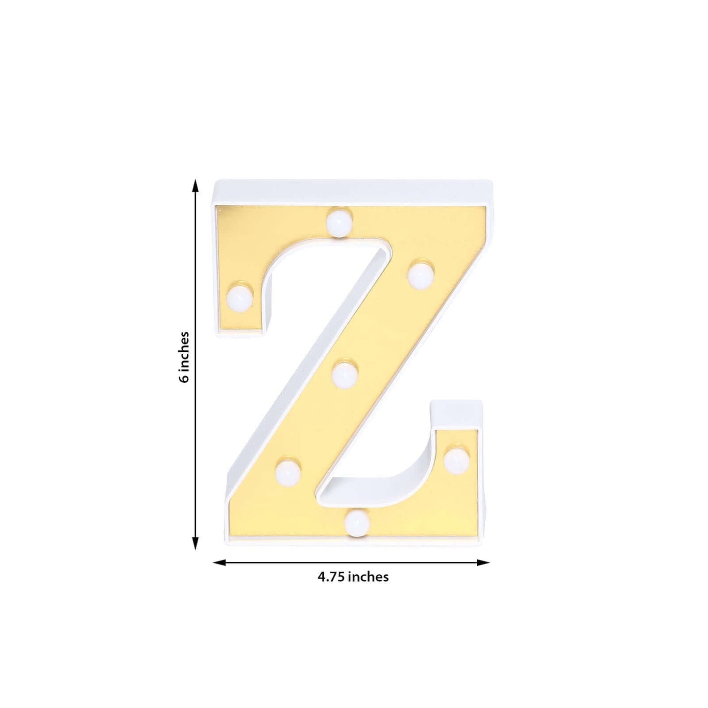 3D Marquee Letter "Z" Warm White 7 LED Lights Gold - Chic Light - Up Decor for Events 6" - Linen Luxes