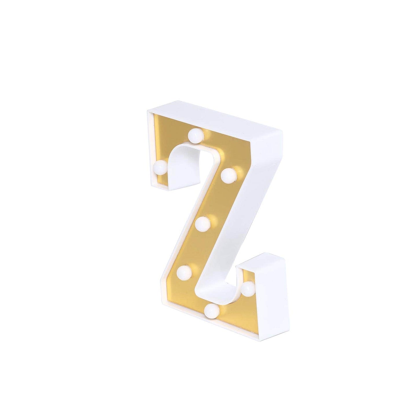 3D Marquee Letter "Z" Warm White 7 LED Lights Gold - Chic Light - Up Decor for Events 6" - Linen Luxes