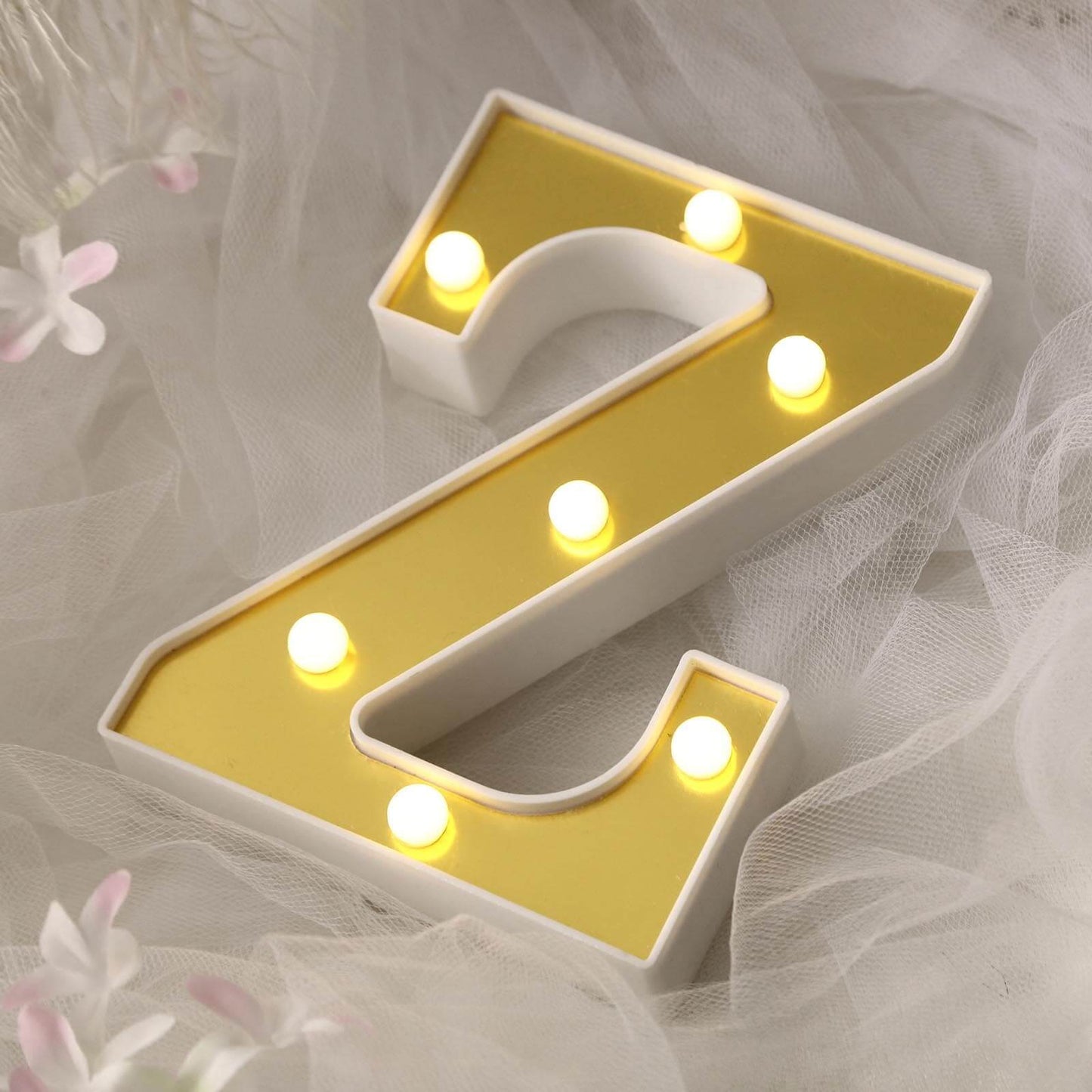 3D Marquee Letter "Z" Warm White 7 LED Lights Gold - Chic Light - Up Decor for Events 6" - Linen Luxes