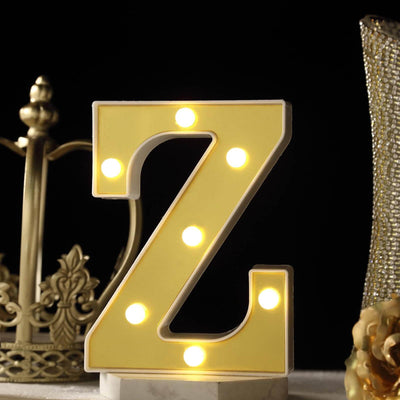 3D Marquee Letter "Z" Warm White 7 LED Lights Gold - Chic Light - Up Decor for Events 6" - Linen Luxes