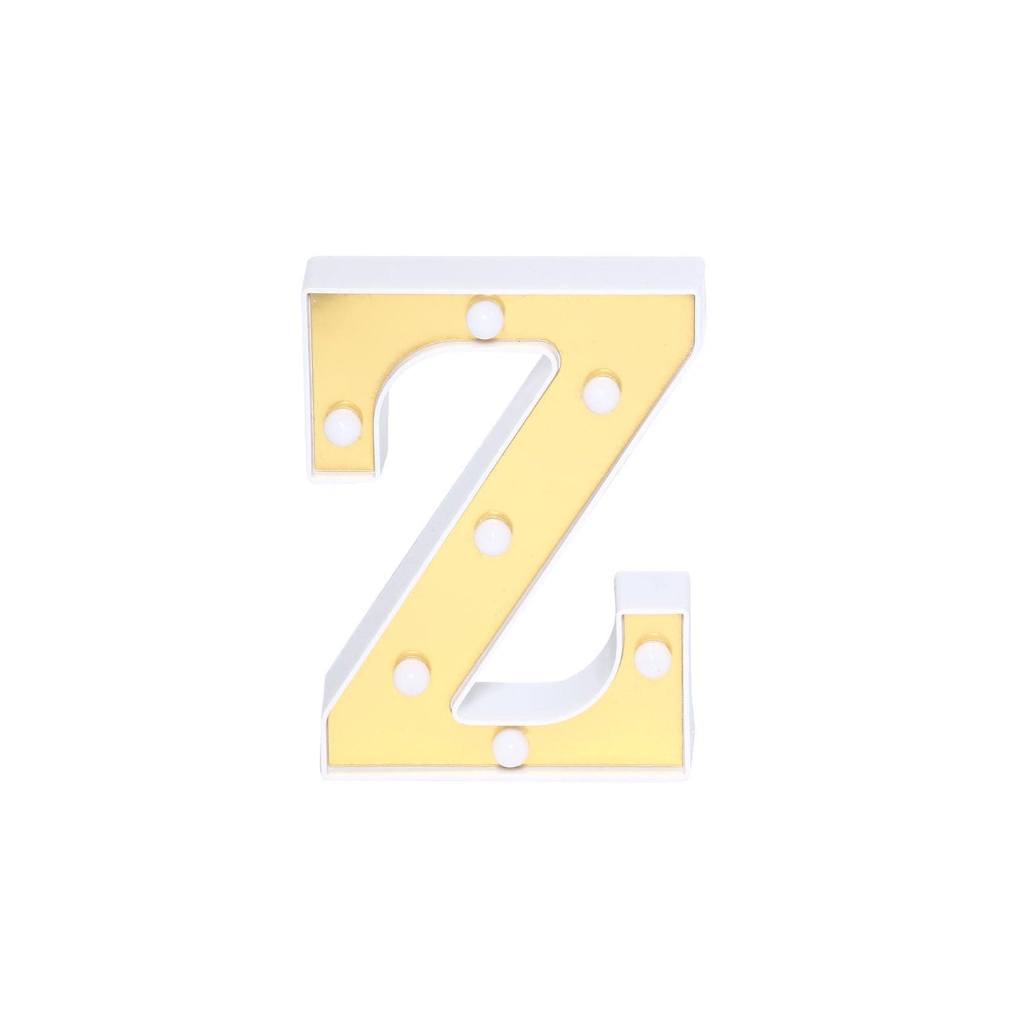 3D Marquee Letter "Z" Warm White 7 LED Lights Gold - Chic Light - Up Decor for Events 6" - Linen Luxes
