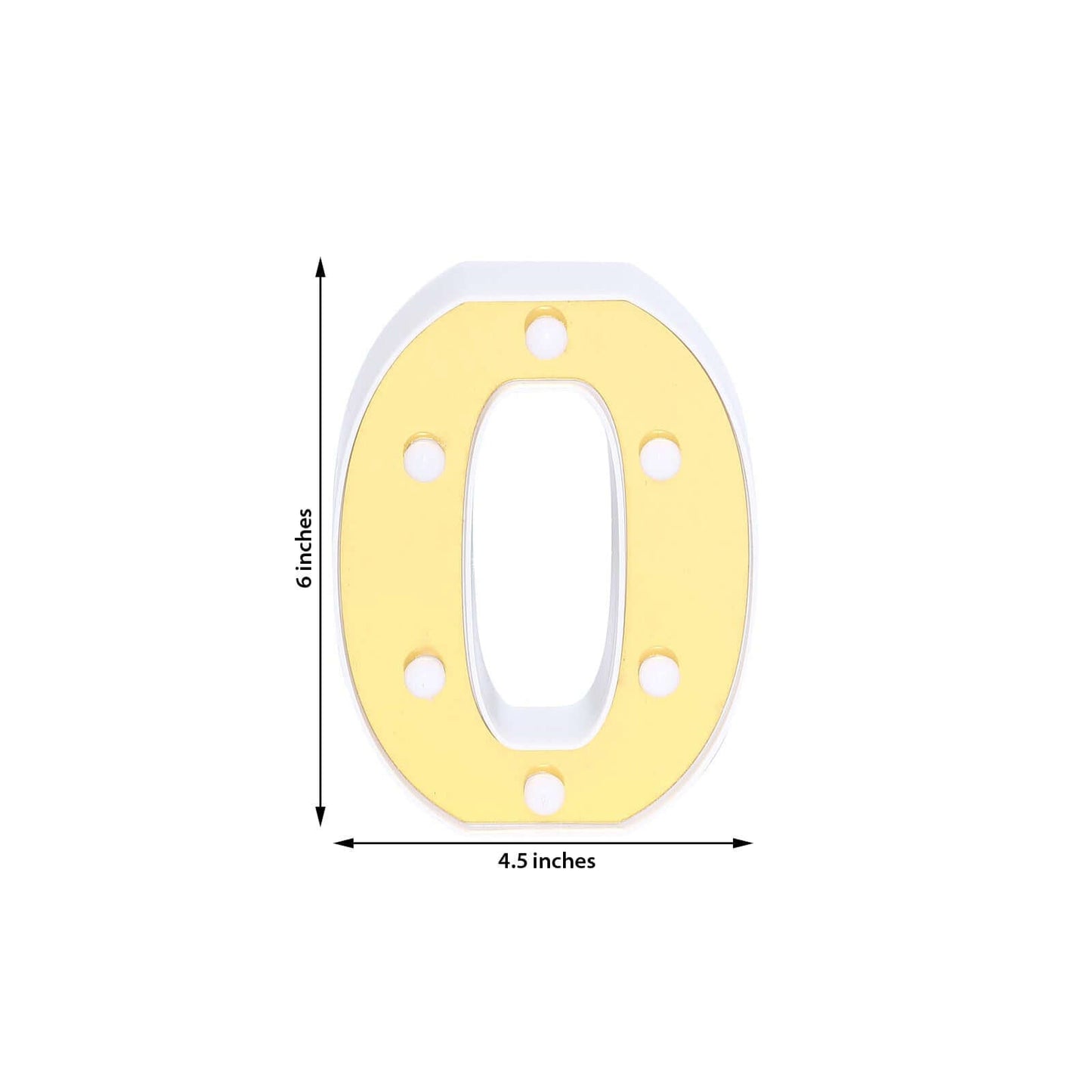 3D Marquee Number "0" Warm White 6 LED Lights Gold - Stylish Light - Up Accent for Events 6" - Linen Luxes