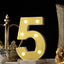 3D Marquee Number "5" Warm White 6 LED Lights Gold - Stylish Light - Up Accent for Events 6" - Linen Luxes