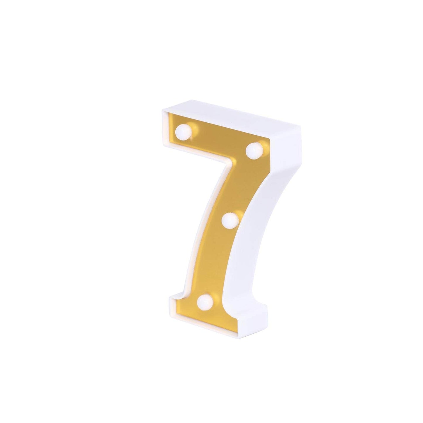 3D Marquee Number "7" Warm White 4 LED Lights Gold - Stylish Light - Up Accent for Events 6" - Linen Luxes