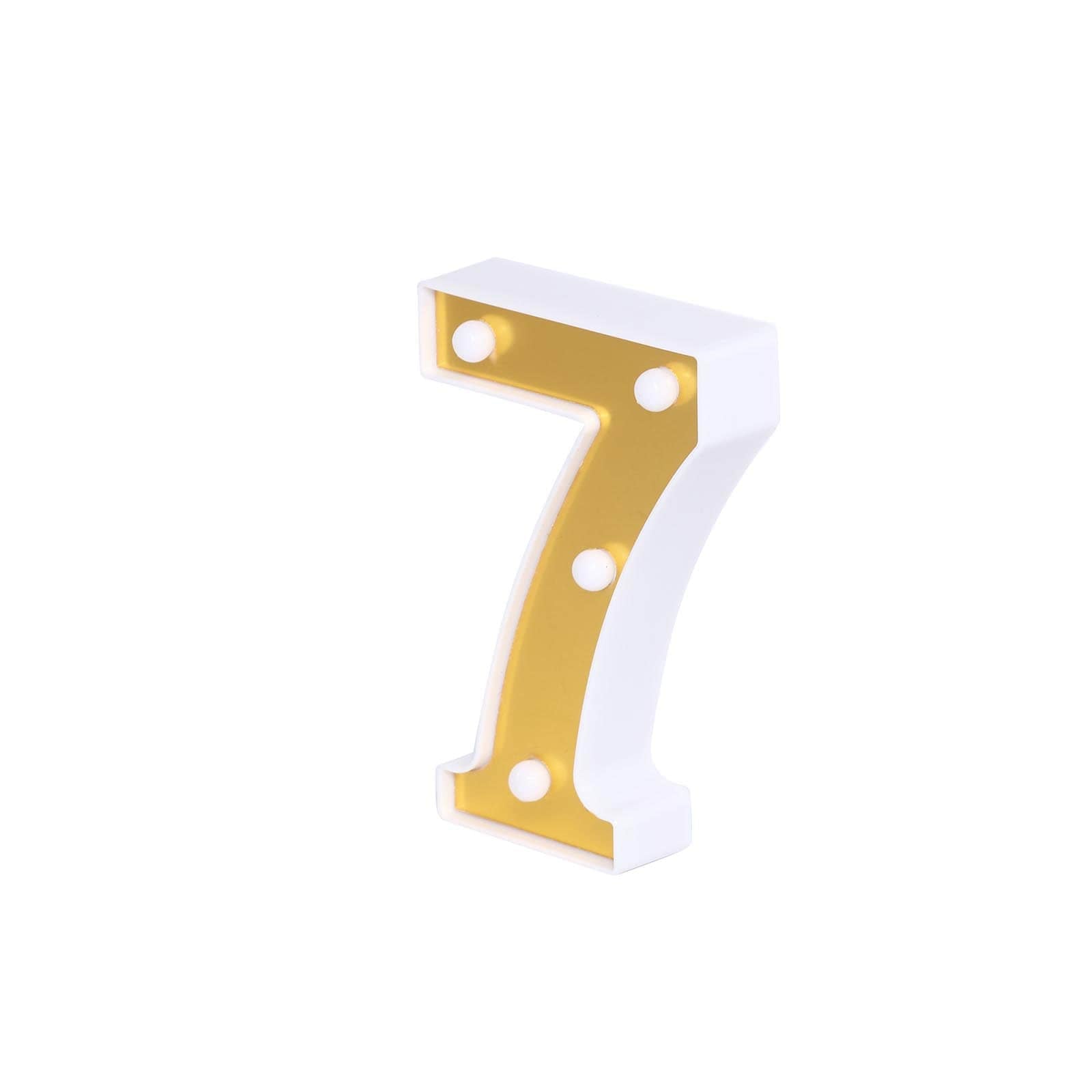 3D Marquee Number "7" Warm White 4 LED Lights Gold - Stylish Light - Up Accent for Events 6" - Linen Luxes