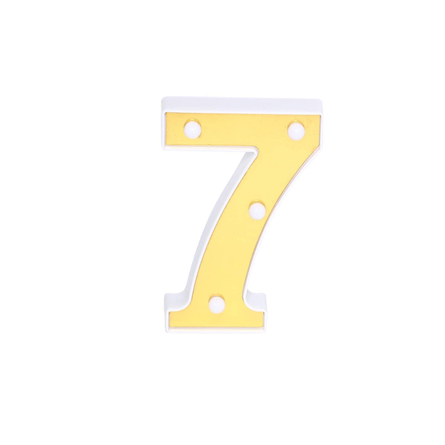 3D Marquee Number "7" Warm White 4 LED Lights Gold - Stylish Light - Up Accent for Events 6" - Linen Luxes