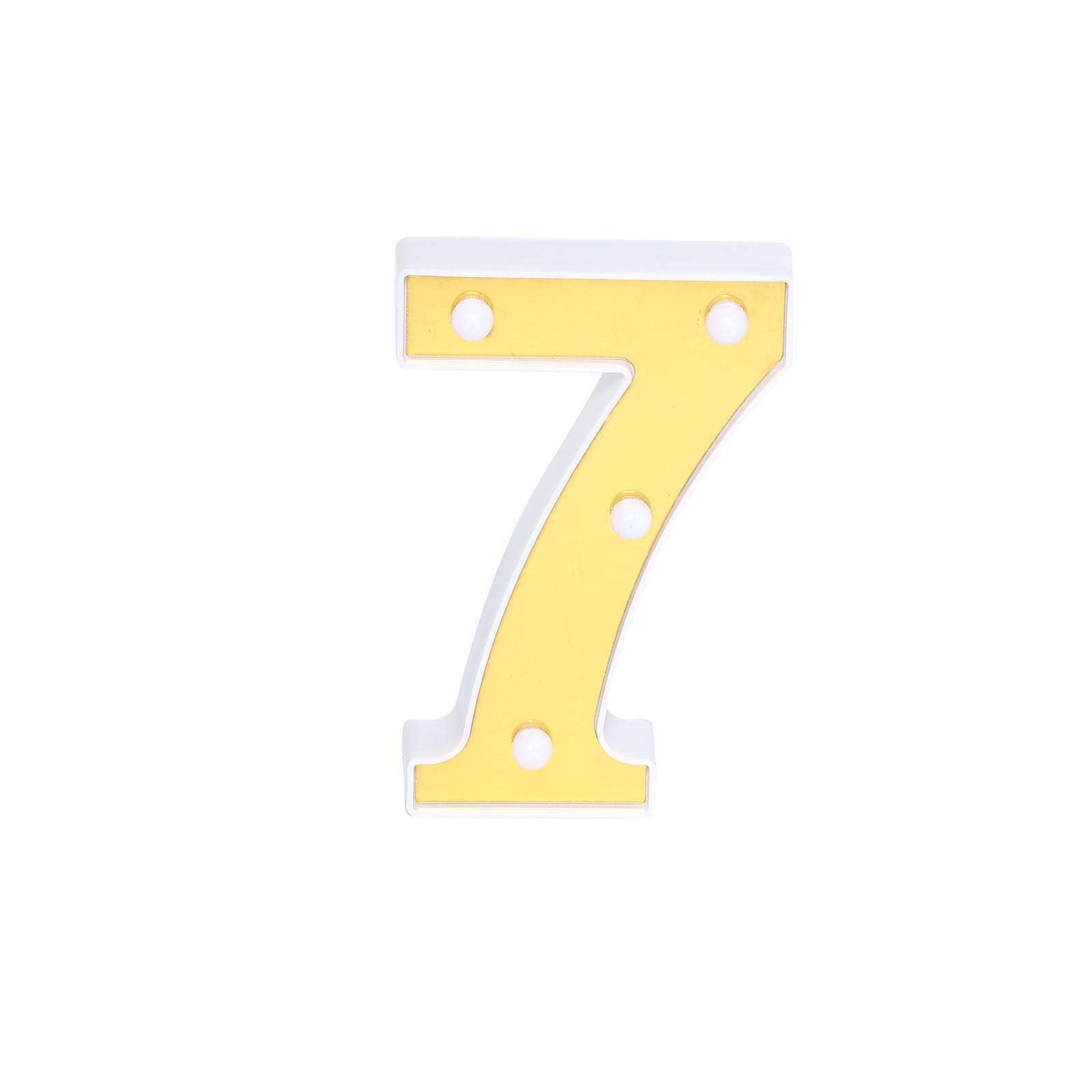 3D Marquee Number "7" Warm White 4 LED Lights Gold - Stylish Light - Up Accent for Events 6" - Linen Luxes