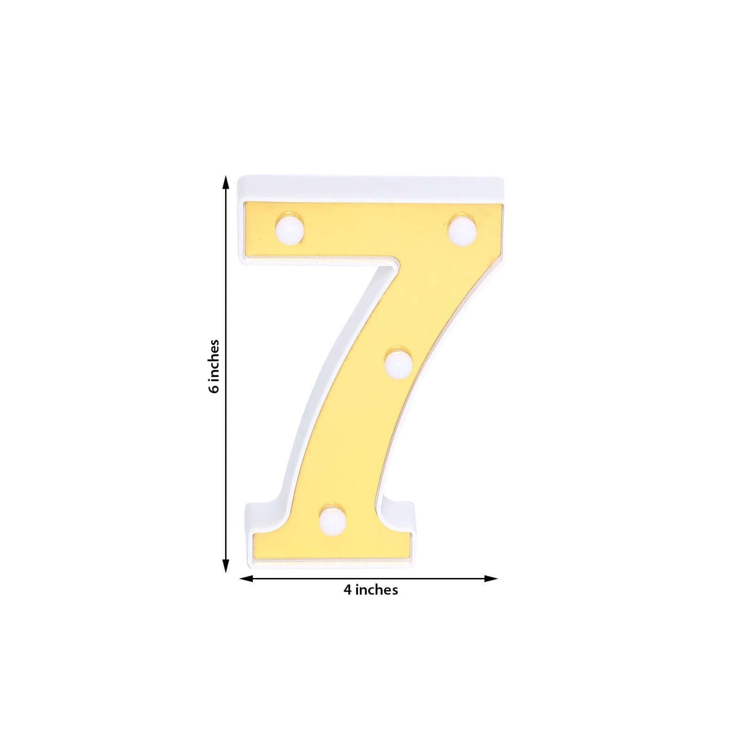 3D Marquee Number "7" Warm White 4 LED Lights Gold - Stylish Light - Up Accent for Events 6" - Linen Luxes