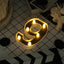 3D Marquee Number "9" Warm White 6 LED Lights Gold - Stylish Light - Up Accent for Events 6" - Linen Luxes